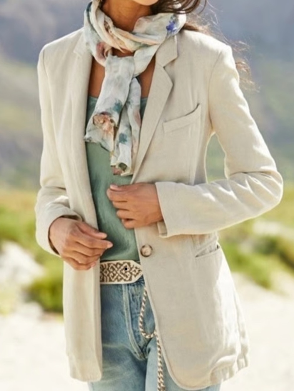 Peruvian Connection Linen Blend Blazer